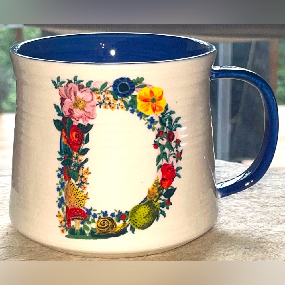 Brand New Nathalie Lete for Anthropologie Floral Monogram D Mug